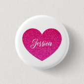 Niedlich Girly Pink Herzname Personalisiert Button (Vorderseite)