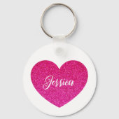 Niedlich Girly Pink Herzname Personalisiert Schlüsselanhänger (Rückseite)