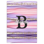 Niedlich Girly Pink & Lila Monogram Initial Klemmbrett (Rückseite)