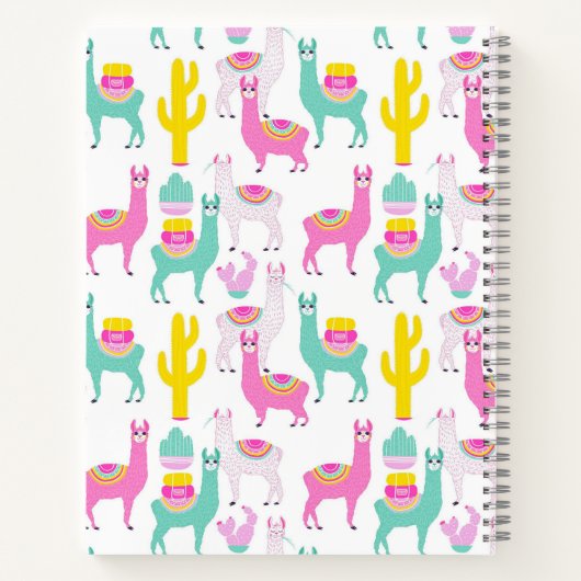 Niedlich Girly Pink Llama Cactus Sketchbook Notizblock (Rückseite)