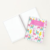 Niedlich Girly Pink Llama Cactus Sketchbook Notizblock (Innenseite)