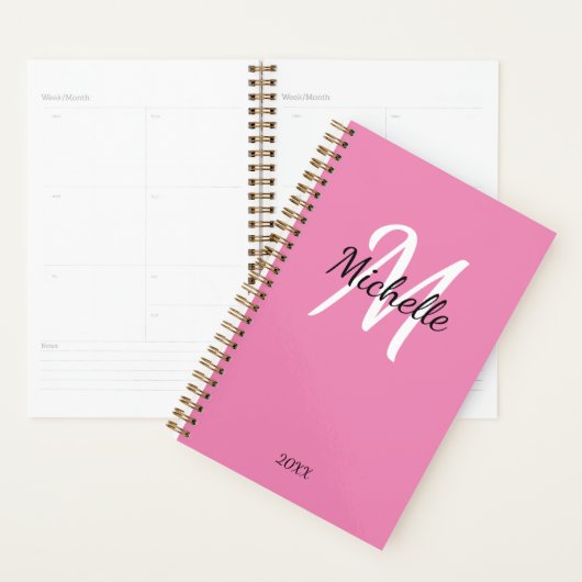 Niedlich Girly Pink Mit Monogramm Name + Initialna Planer (Anzeige)