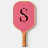 Niedlich Girly Pink Monogram Initial + Name Pickleball Schläger (Vorderseite)