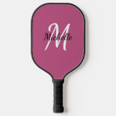 Niedlich Girly Pink Monogram Name + Initial Pickleball Schläger (Vorderseite)