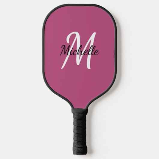 Niedlich Girly Pink Monogram Name + Initial Pickleball Schläger (Vorderseite)