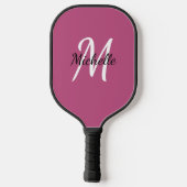 Niedlich Girly Pink Monogram Name + Initial Pickleball Schläger (Rückseite)