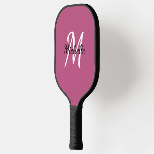 Niedlich Girly Pink Monogram Name + Initial Pickleball Schläger (Links)