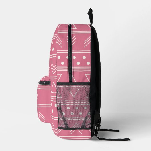 Niedlich Girly Pink Mudcloth Monogram Name Bedruckter Rucksack (Rechts)