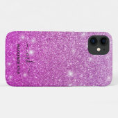 Niedlich Girly Pink Ombre Glitzer Monogram Case-Mate iPhone Hülle (Rückseite (Horizontal))