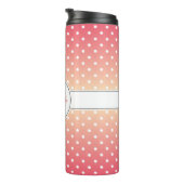 Niedlich Girly Pink Ombre Monogram Polka Dot Thermosbecher (Nach rechts gedreht)