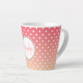 Niedlich Girly Pink Ombre Polka Dot Monogram Milchtasse (Rechte Ecke)