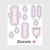 Niedlich Girly Pink Pad Tampon Set Erster Zeitraum Aufkleber (Blatt)