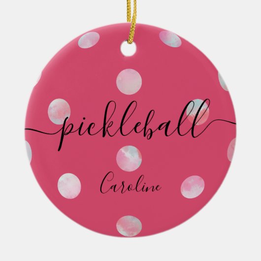 Niedlich Girly Pink Pickleball Keramik Ornament (Vorne)