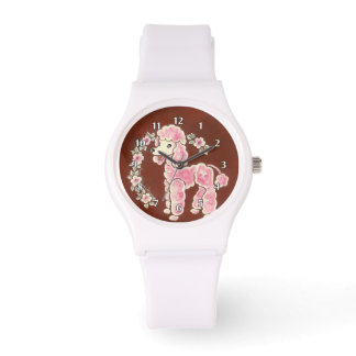 Niedlich Girly Pink Poodle Dog Armbanduhr