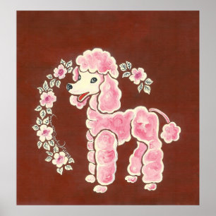 Niedlich Girly Pink Poodle Dog Poster