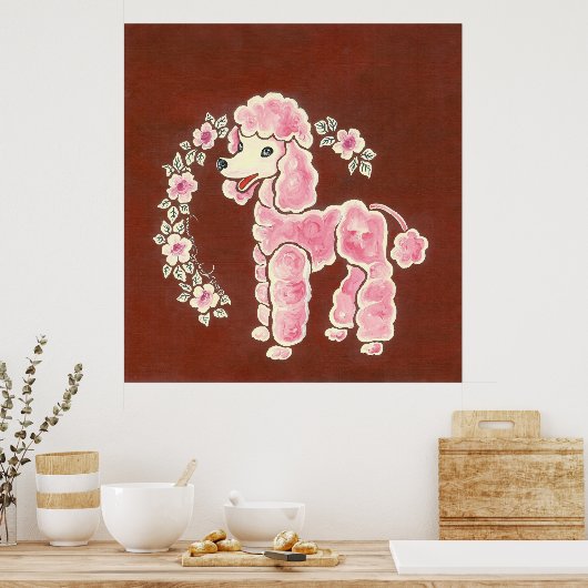 Niedlich Girly Pink Poodle Dog Poster (Küche)