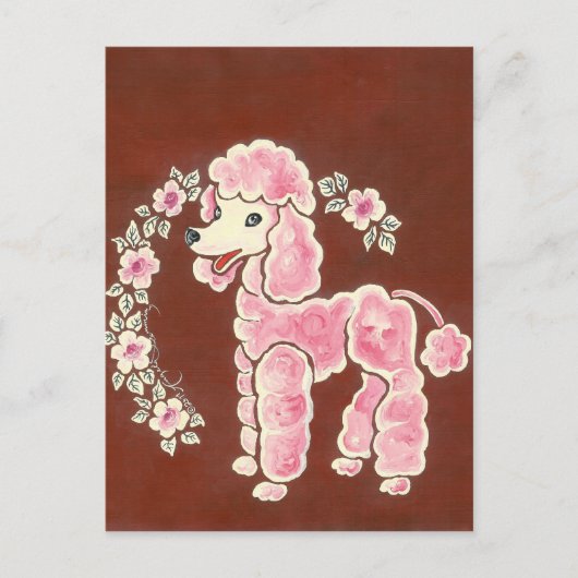 Niedlich Girly Pink Poodle Dog Postkarte (Vorderseite)