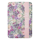 Niedlich Girly Pink Purple Blumen Ihr Name Badematte (Vorderseite Vertikal)