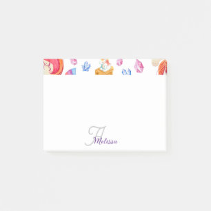 Niedlich Girly Pink Rainbow Star Monogram Unicorn Post-it Klebezettel