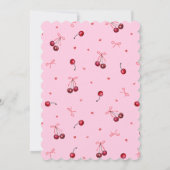 Niedlich Girly Pink Red Cherries Herz Bows Einladung (Rückseite)