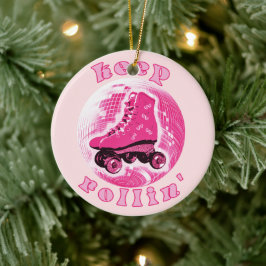 Niedlich Girly Pink Roller Skate Behalte Rollin Gi Keramik Ornament
