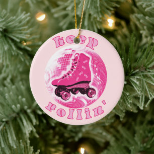 Niedlich Girly Pink Roller Skate Behalte Rollin Gi Keramik Ornament
