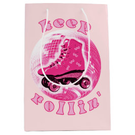 Niedlich Girly Pink Roller Skate Behalte Rollin Mittlere Geschenktüte