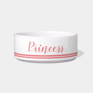 Niedlich Girly Pink Script Personalisiert Name Dog Napf