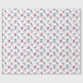 Niedlich Girly Pink Snowman | weiße Weihnachtsfeie Geschenkpapier (Flach)