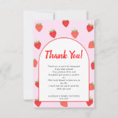Niedlich Girly Pink Strawberry Babydusche Dankeskarte (Vorderseite)