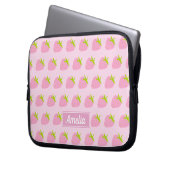 Niedlich Girly Pink Strawberry Muster Personalisie Laptopschutzhülle (Vorderseite Links)