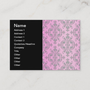 Niedlich Girly Pink und Grau Damask Visitenkarte