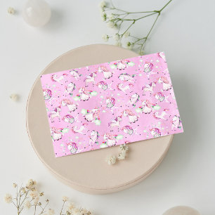 Niedlich Girly Pink Unicorn Regenbogen Wasserfarbe Postkarte