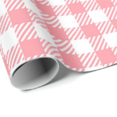 Niedlich Girly Pink White Gingham Kariert Geschenkpapier (Rolleneckpunkt)
