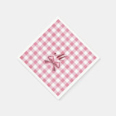 Niedlich Girly Preppy Pink Gingham Kariert Bow Mon Serviette (Ecke)