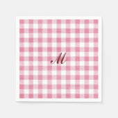 Niedlich Girly Preppy Pink Gingham Kariert Name Mo Serviette (Vorderseite)
