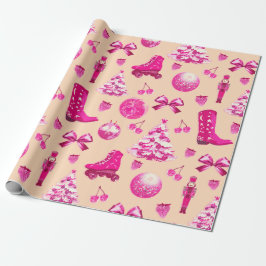 Niedlich Girly Preppy Pink Weihnachten Geschenkpapier