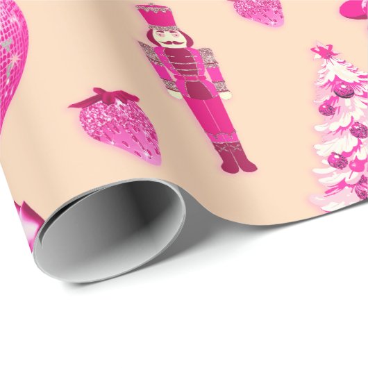 Niedlich Girly Preppy Pink Weihnachten Geschenkpapier (Rolleneckpunkt)