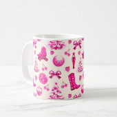 Niedlich Girly Preppy Pink Weihnachtsmuster Kaffeetasse (Vorderseite Links)
