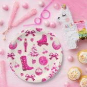 Niedlich Girly Preppy Pink Weihnachtsmuster Pappteller (Party)
