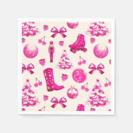 Niedlich Girly Preppy Pink Weihnachtsmuster Serviette