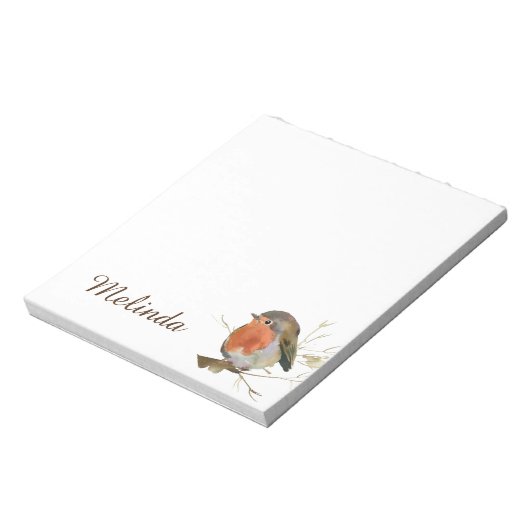 Niedlich Girly Red Robin Notizblock (Rotiert)