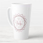 Niedlich Girly Rose Gold Monogram Geometric Milchtasse (Linke Ecke)