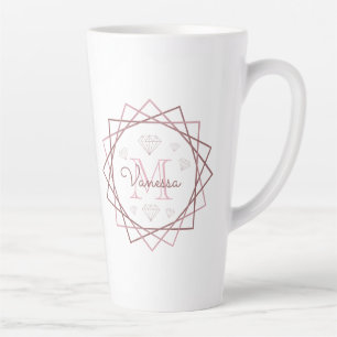 Niedlich Girly Rose Gold Monogram Geometric Milchtasse