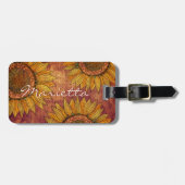 Niedlich Girly Rustic Boho Wood Hübsch Sonnenblume Gepäckanhänger (Vorderseite horizontal)