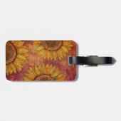 Niedlich Girly Rustic Boho Wood Hübsch Sonnenblume Gepäckanhänger (Rückseite horizontal)