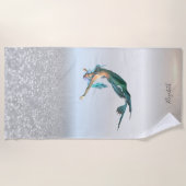 Niedlich Girly Silver Glitzer Bokeh Mermaid Strandtuch (Vorderseite)