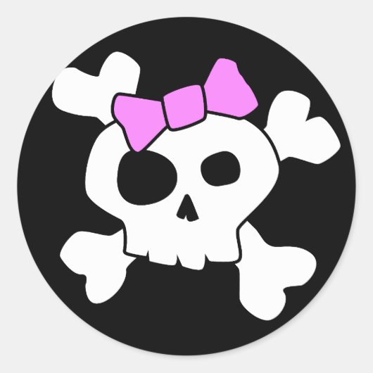 Niedlich Girly Skull Sticker (Vorderseite)