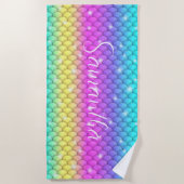 Niedlich Girly Sparkling Rainbow Mermaid Scales Strandtuch (Vorderseite)