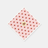 Niedlich Girly Strawberry Pink Name Monogram Serviette (Ecke)